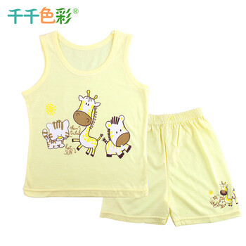 千千色彩<em>宝宝</em>夏装<em>背心短裤套装</em>2014<em>婴儿</em>衣服