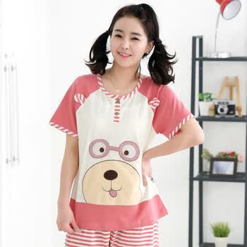 <em>雪俐</em>shirley <em>情侣睡衣</em>家居服情侣纯棉卡通<em>小熊</em>条