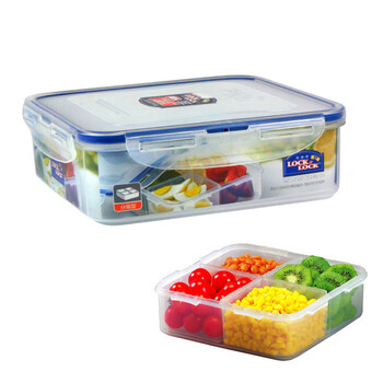 
                                        乐扣乐扣 塑料保鲜盒HPL858C便当盒带分隔1.6L 饭盒食品盒                