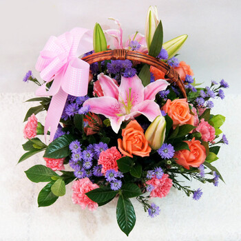 手提花篮插花 北京长沙青岛鲜花速递 全国花店