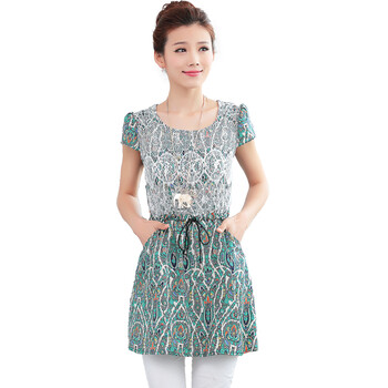 荷香艺梦牌短袖裙式蕾丝雪纺衫女夏装新款20