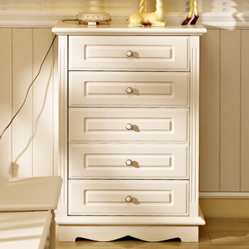 实木象牙白色烤漆欧式田园宜家五斗柜韩式现代