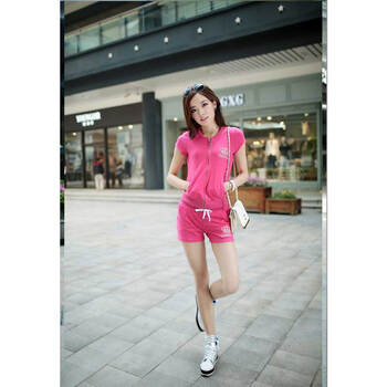 潮流针织棉短衣短裤二件