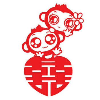 726喜字拉花贴画小贴纸结婚礼物双喜双面镂空剪纸婚房贴纸