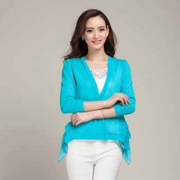 逸方伊阁 2014新款开衫夏薄款雪纺<em>女针织</em>衫韩