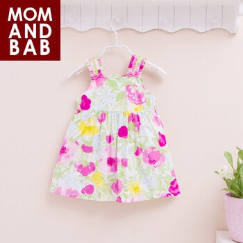momandbab<em>夏季</em>女<em>宝宝</em>纯棉碎花外出<em>裙子</em> 婴幼
