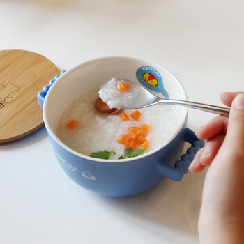悠家良品 悠家四宝双耳泡面杯子 带盖陶瓷大号泡面碗饭碗 创意马克杯750ml 大良