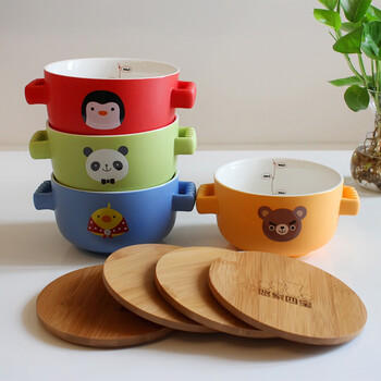悠家良品 悠家四宝双耳泡面杯子 带盖陶瓷大号泡面碗饭碗 创意马克杯750ml 大良