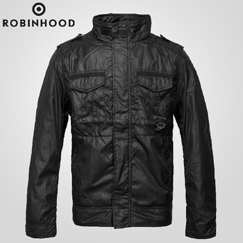 robinhood/罗宾汉 男款企领外套 特卖 秋冬保暖黑色外套 黑色 175/l