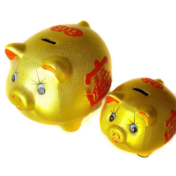 御雕坊景德镇陶瓷猪猪存钱罐装饰品摆件 金猪 20寸可装15000