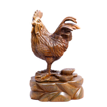 和卉堂 红木雕刻鸡摆件 斩婚外情 烂桃花 招财家
