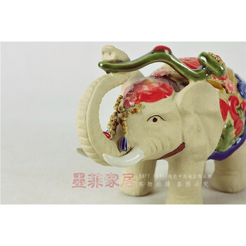 墨菲 东南亚陶瓷象 现代时尚创意简约家居装饰工艺品摆件礼品 一对价 小号一对价
