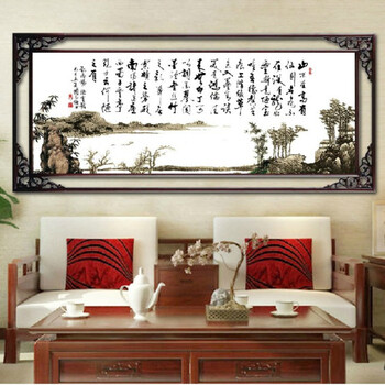 
                                                            蒙娜丽莎十字绣陋室铭精准印花十字绣套件装新款客厅大幅画书法画丝线棉线货到付款 1454陋室铭丝线精准印花                