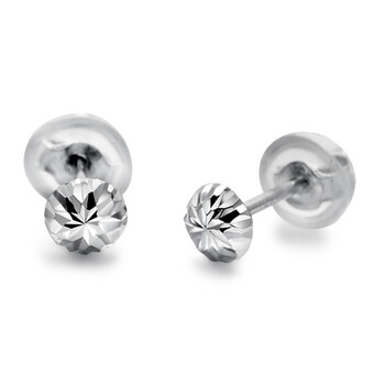 白14K金戴蒙尼斯花型仿钻耳钉小组,白14K金戴
