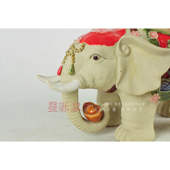 墨菲 东南亚陶瓷象 现代时尚创意简约家居装饰工艺品摆件礼品 一对价 小号一对价