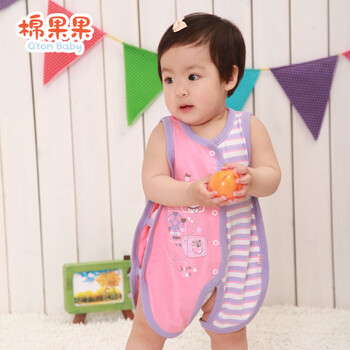 棉果果有机棉宝宝琵琶衣 夏 纯棉婴儿衣服 薄 背心衣