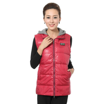 hanris瀚瑞2013秋冬中年女士时尚望林羽绒连帽马甲