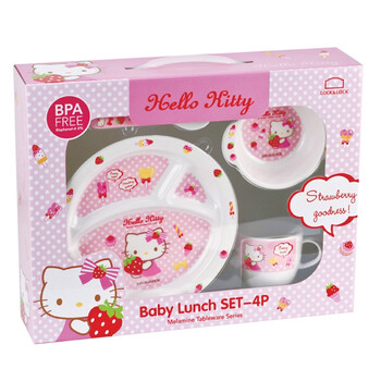 乐扣乐扣 HELLO KITTY 婴幼儿餐具4件套装（粉色）LBB461S4-KT