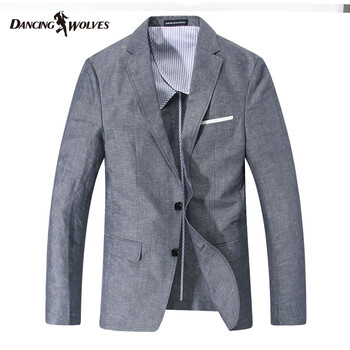 2014春装新品 与狼共舞<em>西服外套</em> <em>亚麻</em> <em>男士</em>休闲