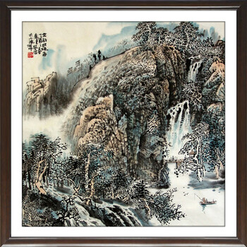 装饰画客厅现代有框沙发背景墙壁挂餐厅卧室中国式字画书法山水墨风景归舟 C 60*60cm/幅