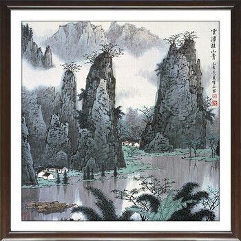 装饰画客厅现代有框沙发背景墙壁挂餐厅卧室中国式字画书法山水墨风景归舟 C 60*60cm/幅