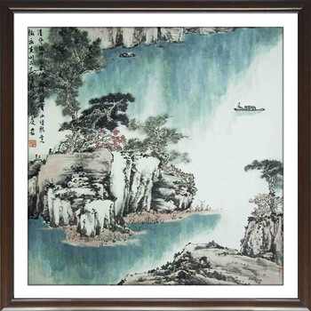 装饰画客厅现代有框沙发背景墙壁挂餐厅卧室中国式字画书法山水墨风景归舟 C 60*60cm/幅