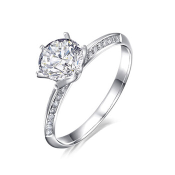 九帝珠宝18K白金豪华群镶皇冠六爪钻戒30分0