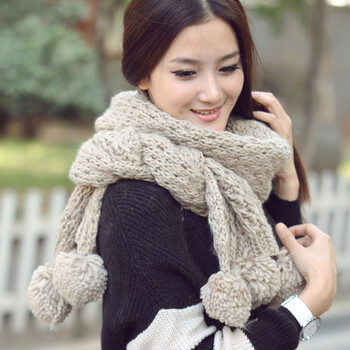秋冬时尚韩版围巾 女士百搭毛线围巾 潮秋冬反
