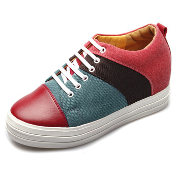 时尚韩版绒布面丝扣搭配内增高懒鞋 棕\/蓝\/灰3