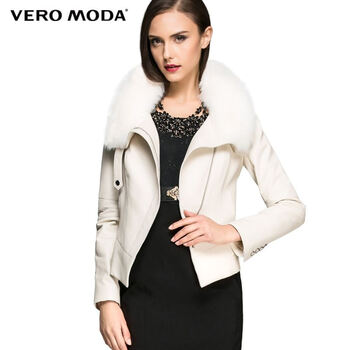 <em>Vero Moda</em>冬<em>女装</em>真皮狐狸毛领绵羊皮修身女皮