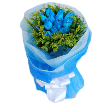 花宿名家鲜花速递 蓝色妖姬 11枝蓝玫瑰 情侣鲜花 生日鲜花 爱情鲜花