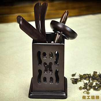 
                                        君肴 茶道六君子  黑檀纹实木功夫茶具配件 茶盘套装配件零配 茶夹茶勺 3款檀木色可选 黑檀色                