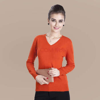 2014新款山羊绒衫女 <em>秋冬套头毛衣</em>V领修身打