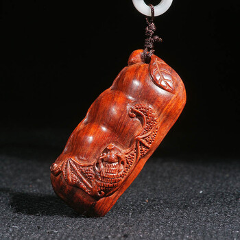 和卉堂 印度小叶紫檀手把件 四季豆蝙蝠 寓意 四