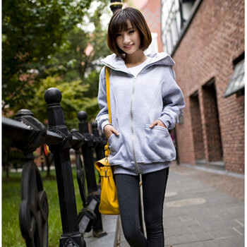 进 秋冬装新款大码加厚<em>抓绒开衫中长款卫衣</em>韩