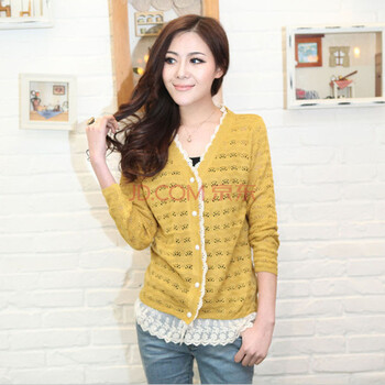 <em>货到付款</em> 春款女装韩版长袖<em>缕空</em>薄款女式毛衣