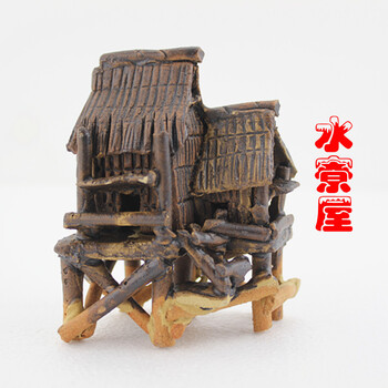 鱼缸水族箱造景背景装饰陶瓷小型钓鱼翁30CM