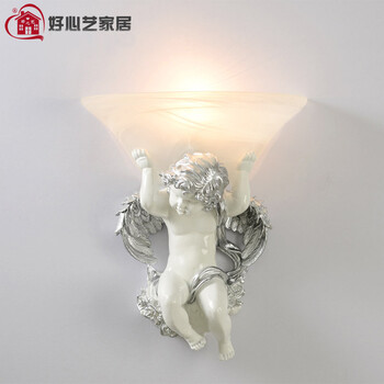 好心艺欧式创意壁灯客厅门厅装饰灯 复古温馨浪漫卧室床头灯玄关灯过道灯具B-01浪漫天使 白加银右边