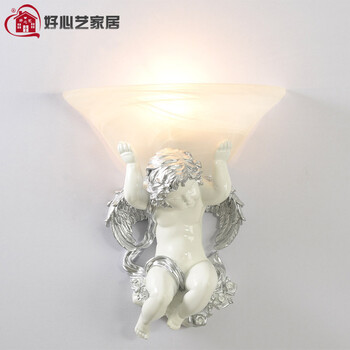好心艺欧式创意壁灯客厅门厅装饰灯 复古温馨浪漫卧室床头灯玄关灯过道灯具B-01浪漫天使 白加银右边