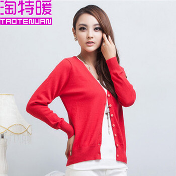 淘特<em>暖</em>2014春装新款女装含<em>羊绒</em>宽松纯色毛衣