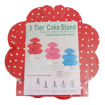 
                                        孩派（HihgParty） 生日派对用品 波点圆点蛋糕架 甜品托盘 支架 甜品台装饰 圆点红色                