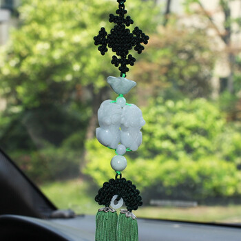 雨柔 汽车翡翠挂件 天然玉石挂饰 招财进宝辟邪