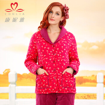 康妮雅秋冬家居服 <em>女装</em>全棉<em>加厚</em>开胸<em>睡衣</em>全棉