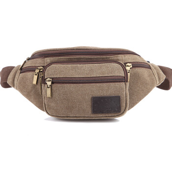 星立男士休闲腰包 新款多功能纯棉帆布腰包 韩