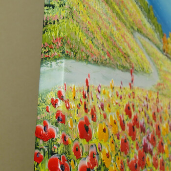 
                                        山迪 手绘油画客厅装饰画挂画壁画沙发背景墙画地中海风景画花海 红色50X70cm三联画                