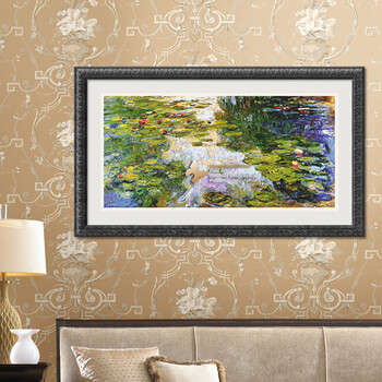 
                                        法国DMC十字绣新款 多美绣   客厅花草风景 睡莲 莫奈名画 睡莲 1917-19 CM-007满绣 11CT三股白布精准印布                