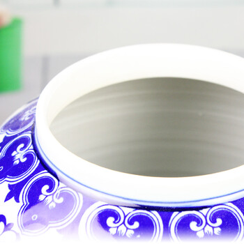 欢畅 景德镇陶瓷 青花缠枝鱼尾花瓶  家居工艺品摆件 装饰摆件 家居花瓶摆件aj262 将军罐