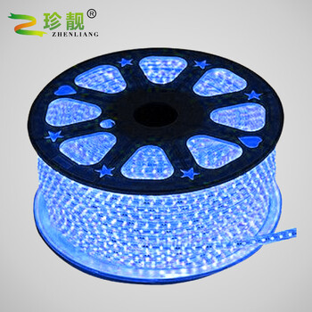 
                                        珍靓LED5050贴片60珠高亮软灯带220v高压吊顶暗槽背景工程家装饰防水灯条光带黄光 蓝色                