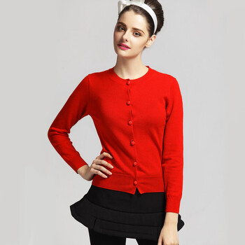 Ciyoungo漾 100%纯<em>羊毛</em>长袖<em>开衫</em> M豆针织衫 