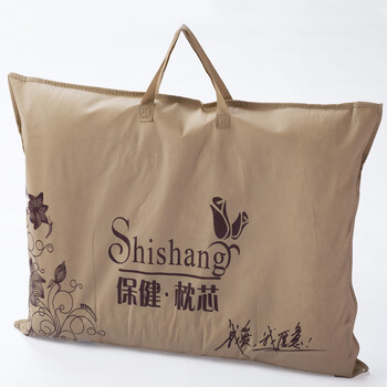 木眠客家纺床上用品枕头全棉面料羽丝绒枕芯纯棉护颈单人枕头 棕色包边一只